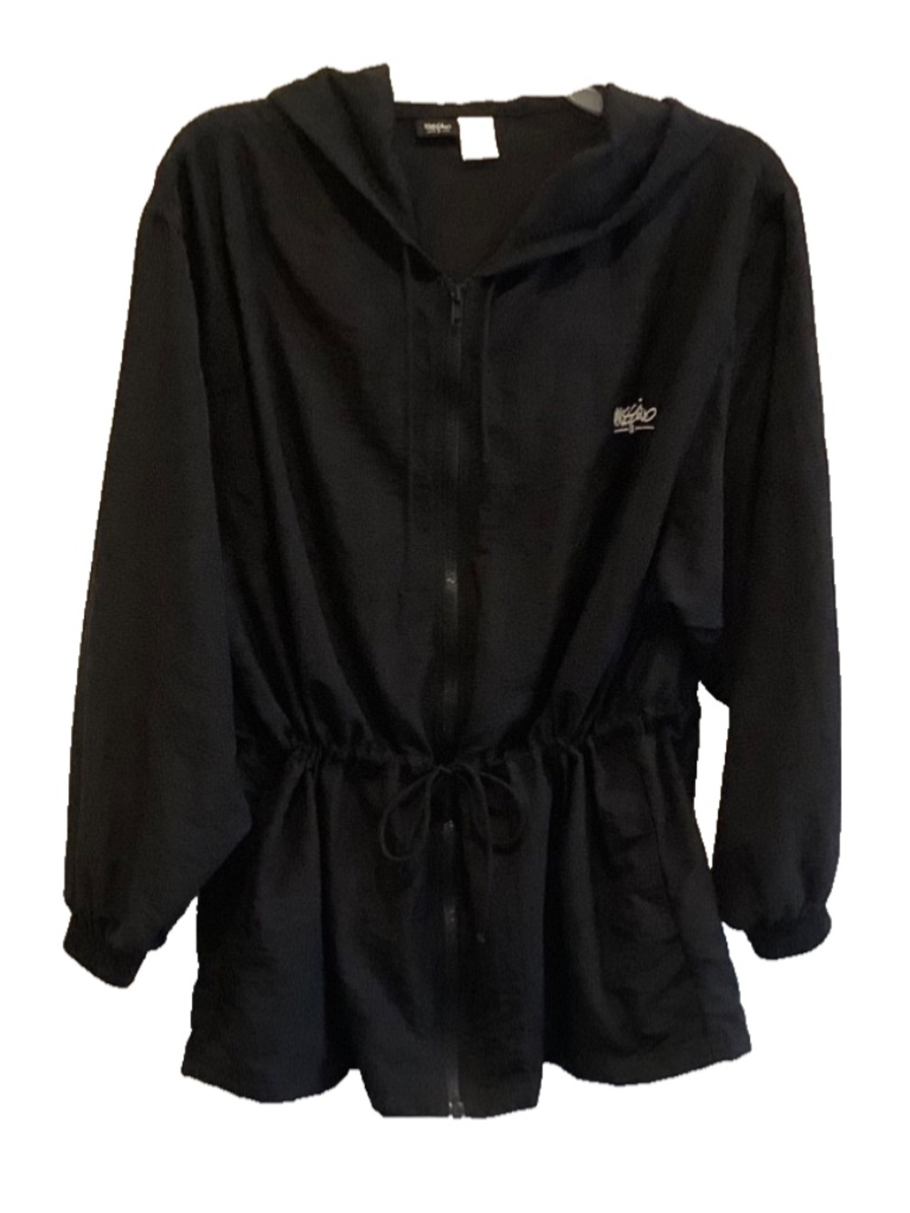 Mossimo Women's Vintage Y2K Black Zip Front Hooded Lightweight Jacket Size M
